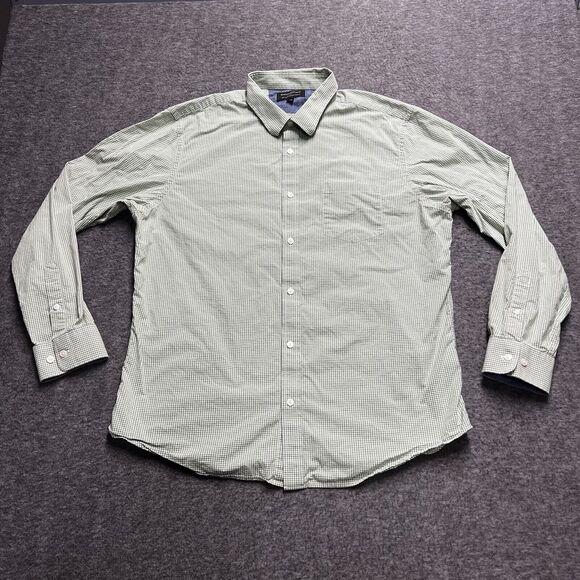 Banana Republic Button Up Shirt Mens XL Green Check Soft Wash Tailored Slim Fit - Picture 1 of 7